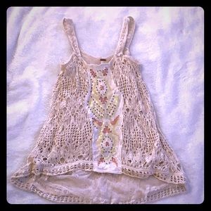 Free people crocheted/embroidered top, medium